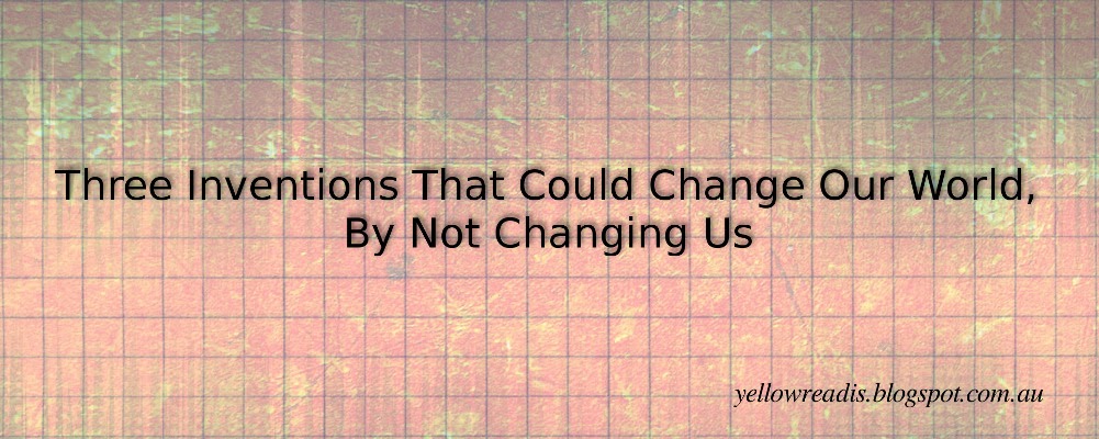 Three Inventions That Could Change the World by Not Changing Us, yellowreadis.com Image: Blue grid on red background